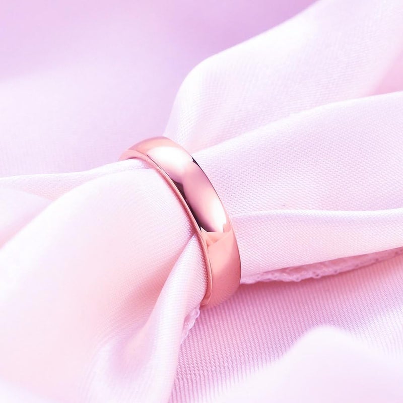 VQYSKO Tungsten Wedding Band Ring for Men Women | 2mm 4mm 6mm 8mm Gold Domed Tungsten Wedding Band Ring for Men Women High Polish Comfort Fit | Size 5-14 - Image 5